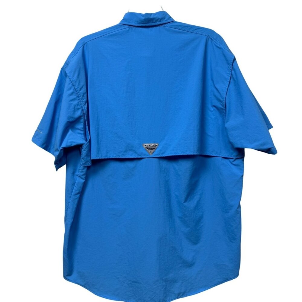 Columbia Men’s Omni-Shade Fishing Shirt Short Sleeve Vented Size L Blue - Picture 2 of 10